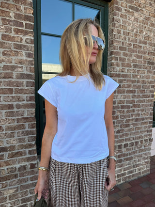 Olivaceous Valerie Cap Sleeve Tee White