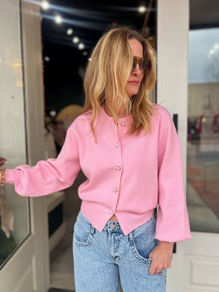Heart Eyes Cardigan Pink