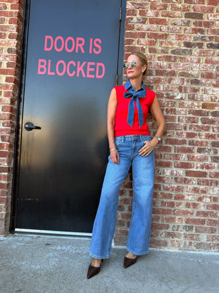 Parton Denim Tie Top Poppy