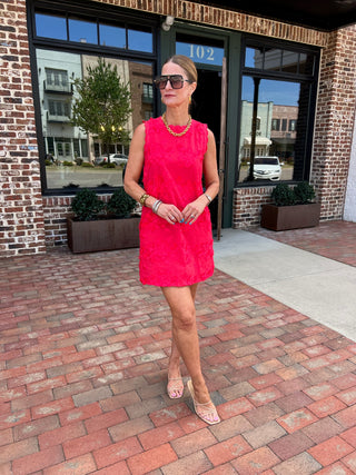 Entro | Averly 3D Floral Embroidred Dress Red