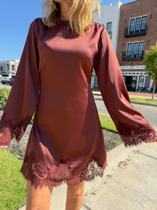 Genevieve Lace Dress - Rum Raisin