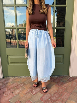 Emery Lace Pants Light Blue