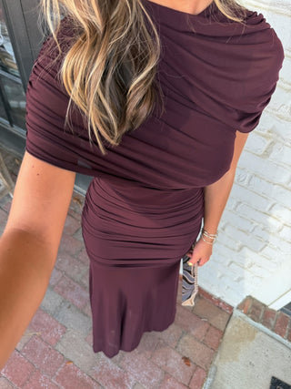 Nola Sheer Maxi Dress Maroon