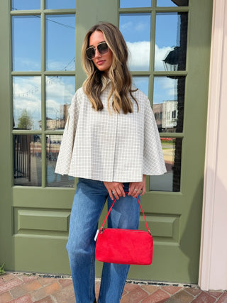 Nora Plaid Poncho Top