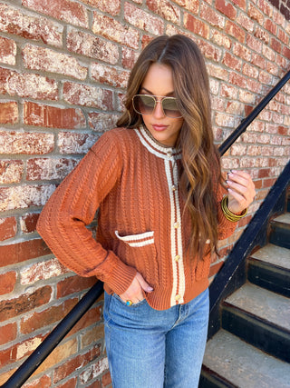 Entro | Lorai Solid Long Sleeve Cardigan Brown