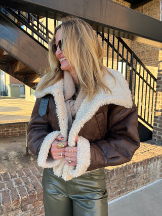 Raisonnel | Raya Vintage Faux Shearling Jacket Brown