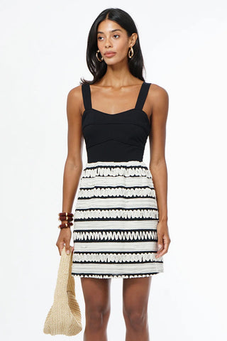 Adelyn Rae | Bonnie Contrast Ribbon Blocked Mini Dress Black/Cream