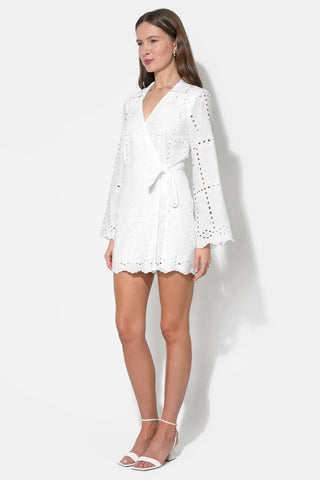 ADELYN RAE | Bella Wrap Eyelet Mini Dress