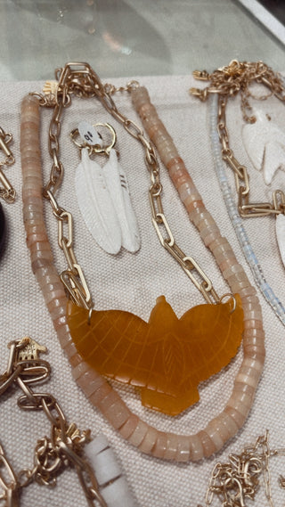 Amulet Brave Design | Carved Bone Feather Earrings