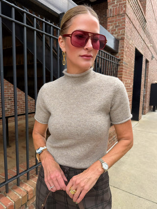 Olivaceous | Alani Mock Neck Knit Oatmeal