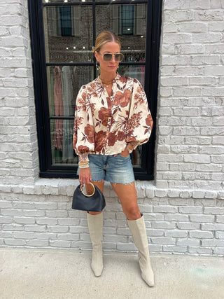 OLIVACEOUS | Mocha Bloom Blouse