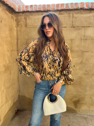 Dress Forum | Ivy  Button Down Blouse Mocha