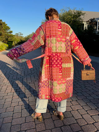 &Merci | Zela Patchwork Print Long Jacket Purple Multi Patch