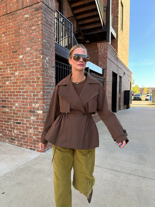 Drawstring Trench Jacket Brown