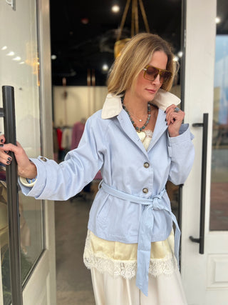 Le Lis | Myla Trench Coat Lt Blue/Cream