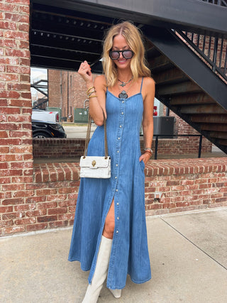 Z Supply | Angel Eyes Denim Midi Dress Medium Indigo