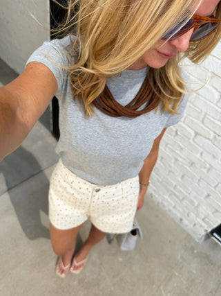Entro | Polka Dot Shorts in Ivory with Brown Dots