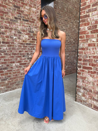 Medina Strapless Dress Cobalt