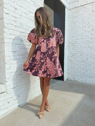 OLIVACEOUS | Ian Floral Puff Sleeve Dress