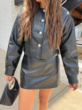 The Collins Quilted Faux Leather Mini Skirt