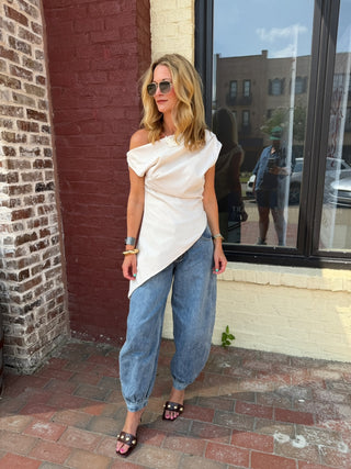 Fallon One-Shoulder Top Ecru