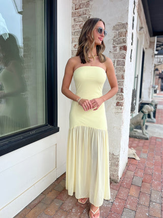 Soft Glow Strapless Maxi Dress
