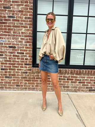 GLAM | The Finley Bomber Zip Up Jacket Taupe