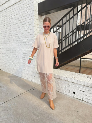 Living Lace Dress Taupe
