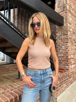 The Lake Sleeveless Knit Top Tan