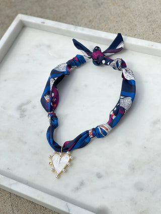 Jennifer Thames | Pearl Heart Blue Multi Scarf