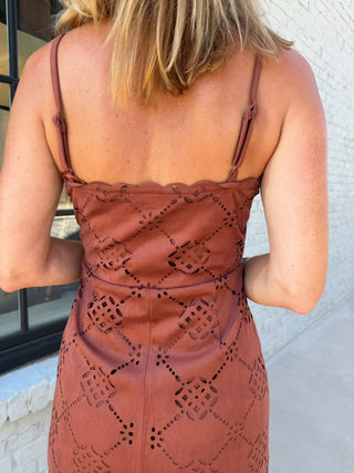 Ainsley Suede Midi Dress Brown