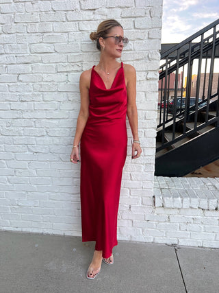 Dress Forum | Paula Twisted Strap Maxi Dress Red