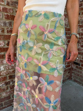 LENA | Wildflower Appliqué Maxi Skirt
