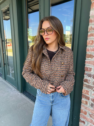 Steve Madden | Avie Jacket Brown Plaid Mix