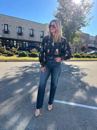 Entro | Britt Smocked Ruffle Blouse Black