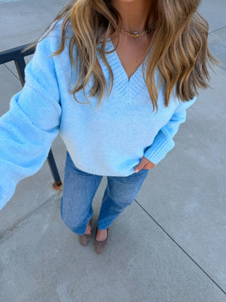 Kendall V Neck Sweater Light Blue
