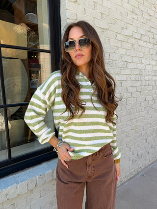 Leaper Stripe Cardigan Lime