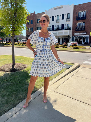 Entro | Lirienne Floral Print Mini Dress Off White