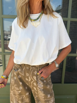 Bubble Up Cropped Tee - White