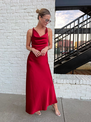 Dress Forum | Paula Twisted Strap Maxi Dress Red