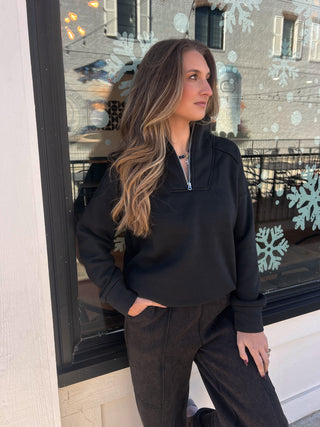 Ciri Quarter Zip Pullover Black [Door Buster]