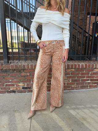 Roman Bambi Wide Leg Pants Brown