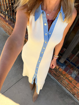 Jennifer Denim Knit Maxi Dress