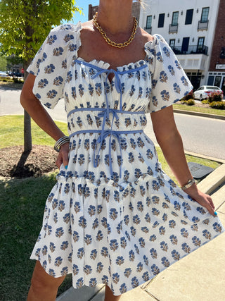 Entro | Lirienne Floral Print Mini Dress Off White