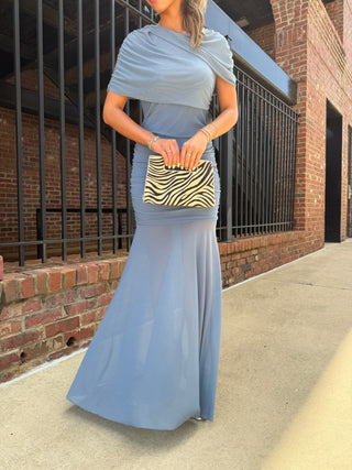 Tessa Ruched Maxi Dress Denim Blue