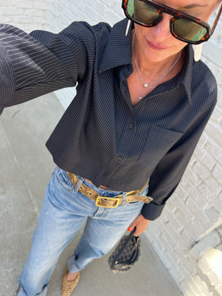 NEEDii | The Bridget Button Up Pinstripe Top