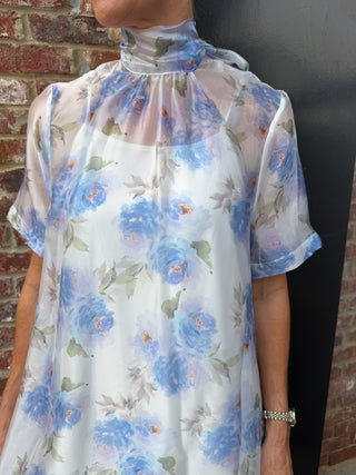 ENTRO | Mist Floral Midi Dress Blue