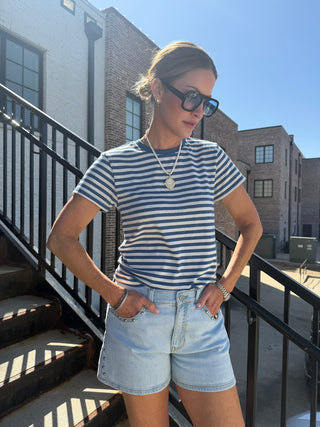 The Kacey Studded Denim Shorts