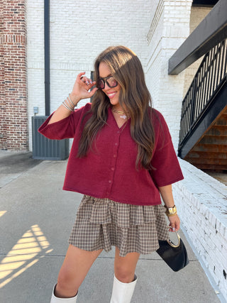 Entro | Greia Button Front Sweater Burgundy