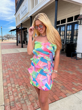 Sadie & Sage | Rise & Roam Asymmetric Ruffle Mini Dress